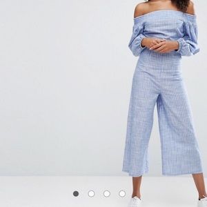ASOS Off Shoulder Stripe Jumpsuit / NWOT